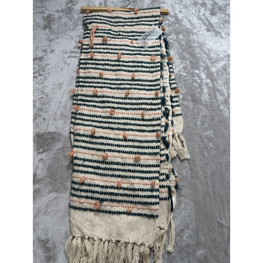 Max Studio Home Decorative Throw Multicolor Textured Puffs 50" X 60" NWT